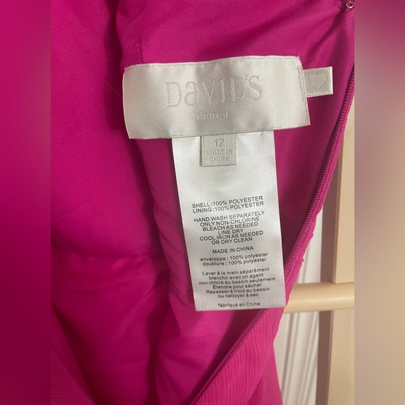 David's Bridal Pink High Neck Sleeveless Mini Bridesmaids Dress - Picture 3 of 10